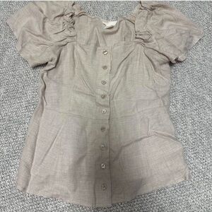 H&M Taupe Button-Up Blouse